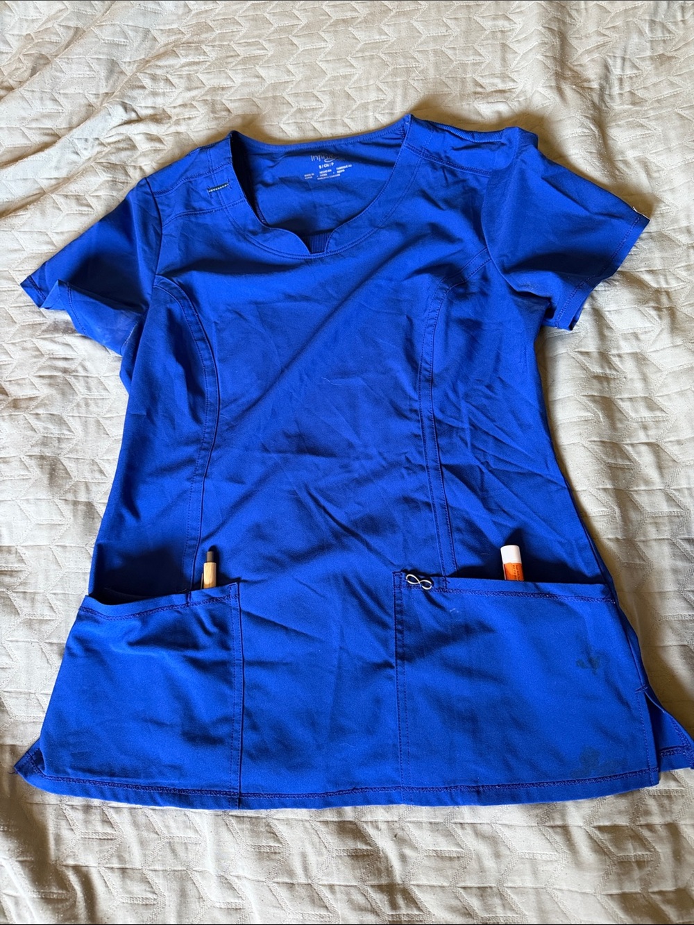 Cherokee Infinity Women's Galaxy Blue Scrub Set - Top & Pants - Picture 2 of 13